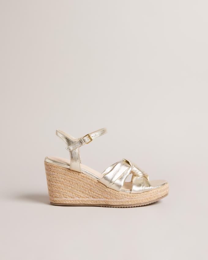 Sandale Ted Baker Knotted Wedge Espadrille Doré Femme | YKL-04452604